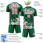 Custom Kelly Green Medium Pink-White Fluid Art Splash Sublimation Soccer Uniform Jersey