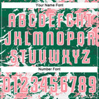 Custom Kelly Green Medium Pink-White Fluid Art Splash Sublimation Soccer Uniform Jersey