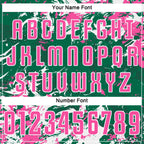 Custom Kelly Green Pink-White Fluid Art Splash Sublimation Soccer Uniform Jersey