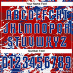 Custom Red Royal-White Fluid Art Splash Sublimation Soccer Uniform Jersey