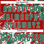 Custom Red Kelly Green-White Fluid Art Splash Sublimation Soccer Uniform Jersey