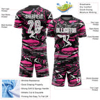 Custom Figure White Black-Pink Fluid Art Splash Sublimation Soccer Uniform Jersey