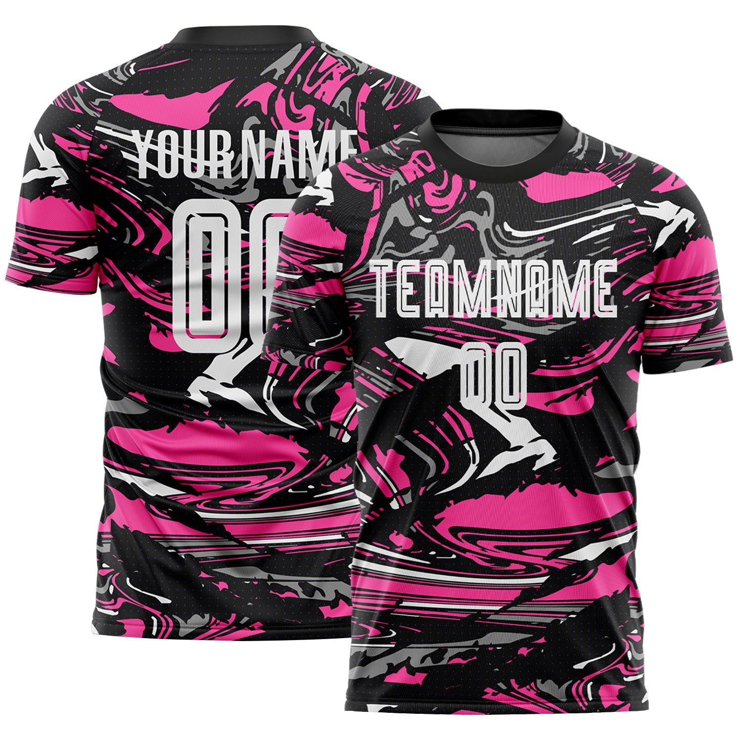 Custom Figure White Black-Pink Fluid Art Splash Sublimation Soccer Uniform Jersey