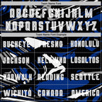 Custom Figure White Black-Royal Fluid Art Splash Sublimation Soccer Uniform Jersey