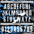 Custom Figure White Black-Powder Blue Fluid Art Splash Sublimation Soccer Uniform Jersey