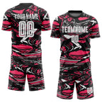Custom Figure White Black-Neon Pink Fluid Art Splash Sublimation Soccer Uniform Jersey
