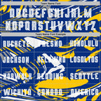 Custom Figure White Royal-Yellow Fluid Art Splash Sublimation Soccer Uniform Jersey