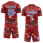 Custom Figure Light Blue Red-Steel Gray Fluid Art Splash Sublimation Soccer Uniform Jersey