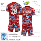 Custom Figure White Red-Light Blue Fluid Art Splash Sublimation Soccer Uniform Jersey