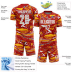 Custom Figure Light Blue Red-Gold Fluid Art Splash Sublimation Soccer Uniform Jersey