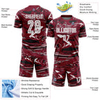 Custom Figure White Crimson-Black Fluid Art Splash Sublimation Soccer Uniform Jersey