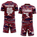 Custom Figure White Crimson-Navy Fluid Art Splash Sublimation Soccer Uniform Jersey