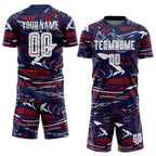 Custom Figure White Navy-Crimson Fluid Art Splash Sublimation Soccer Uniform Jersey