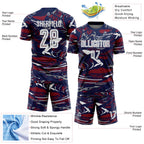 Custom Figure White Navy-Crimson Fluid Art Splash Sublimation Soccer Uniform Jersey