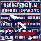 Custom Figure White Navy-Crimson Fluid Art Splash Sublimation Soccer Uniform Jersey