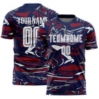 Custom Figure White Navy-Crimson Fluid Art Splash Sublimation Soccer Uniform Jersey