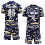 Custom Figure White Navy-Cream Fluid Art Splash Sublimation Soccer Uniform Jersey