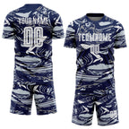 Custom Figure White Navy-Silver Fluid Art Splash Sublimation Soccer Uniform Jersey
