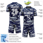 Custom Figure White Navy-Silver Fluid Art Splash Sublimation Soccer Uniform Jersey