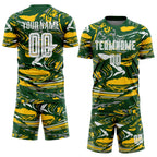 Custom Figure White Green-Yellow Fluid Art Splash Sublimation Soccer Uniform Jersey