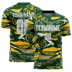 Custom Figure White Green-Yellow Fluid Art Splash Sublimation Soccer Uniform Jersey
