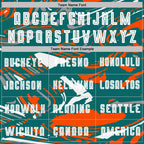 Custom Figure White Teal-Orange Fluid Art Splash Sublimation Soccer Uniform Jersey