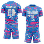 Custom Figure White Powder Blue-Pink Fluid Art Splash Sublimation Soccer Uniform Jersey