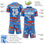 Custom Figure White Powder Blue-Orange Fluid Art Splash Sublimation Soccer Uniform Jersey