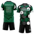 Custom Black Kelly Green-White Geometric Shape Sublimation Soccer Uniform Jersey