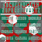 Custom Red Kelly Green-White Geometric Shape Sublimation Soccer Uniform Jersey