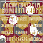 Custom Crimson Old Gold-White Geometric Shape Sublimation Soccer Uniform Jersey