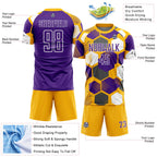 Custom Gold Purple-White Geometric Shape Sublimation Soccer Uniform Jersey