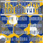 Custom Gold Royal-White Geometric Shape Sublimation Soccer Uniform Jersey