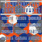 Custom Orange Royal-White Geometric Shape Sublimation Soccer Uniform Jersey