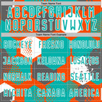 Custom Orange Aqua-White Geometric Shape Sublimation Soccer Uniform Jersey