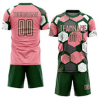 Custom Green Medium Pink-White Geometric Shape Sublimation Soccer Uniform Jersey