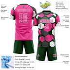 Custom Green Pink-White Geometric Shape Sublimation Soccer Uniform Jersey