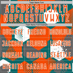 Custom Teal Orange-White Geometric Shape Sublimation Soccer Uniform Jersey