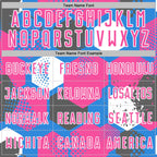 Custom Powder Blue Pink-White Geometric Shape Sublimation Soccer Uniform Jersey