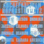 Custom Powder Blue Orange-White Geometric Shape Sublimation Soccer Uniform Jersey