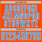 Custom Powder Blue Orange-White Geometric Shape Sublimation Soccer Uniform Jersey