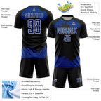 Custom Black Royal-White Abstract Fragment Art Sublimation Soccer Uniform Jersey