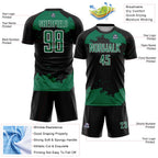 Custom Black Kelly Green-White Abstract Fragment Art Sublimation Soccer Uniform Jersey