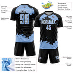 Custom Black Light Blue-White Abstract Fragment Art Sublimation Soccer Uniform Jersey