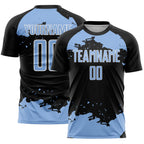 Custom Black Light Blue-White Abstract Fragment Art Sublimation Soccer Uniform Jersey