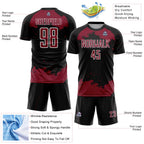 Custom Black Crimson-White Abstract Fragment Art Sublimation Soccer Uniform Jersey