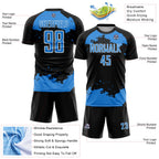 Custom Black Powder Blue-White Abstract Fragment Art Sublimation Soccer Uniform Jersey