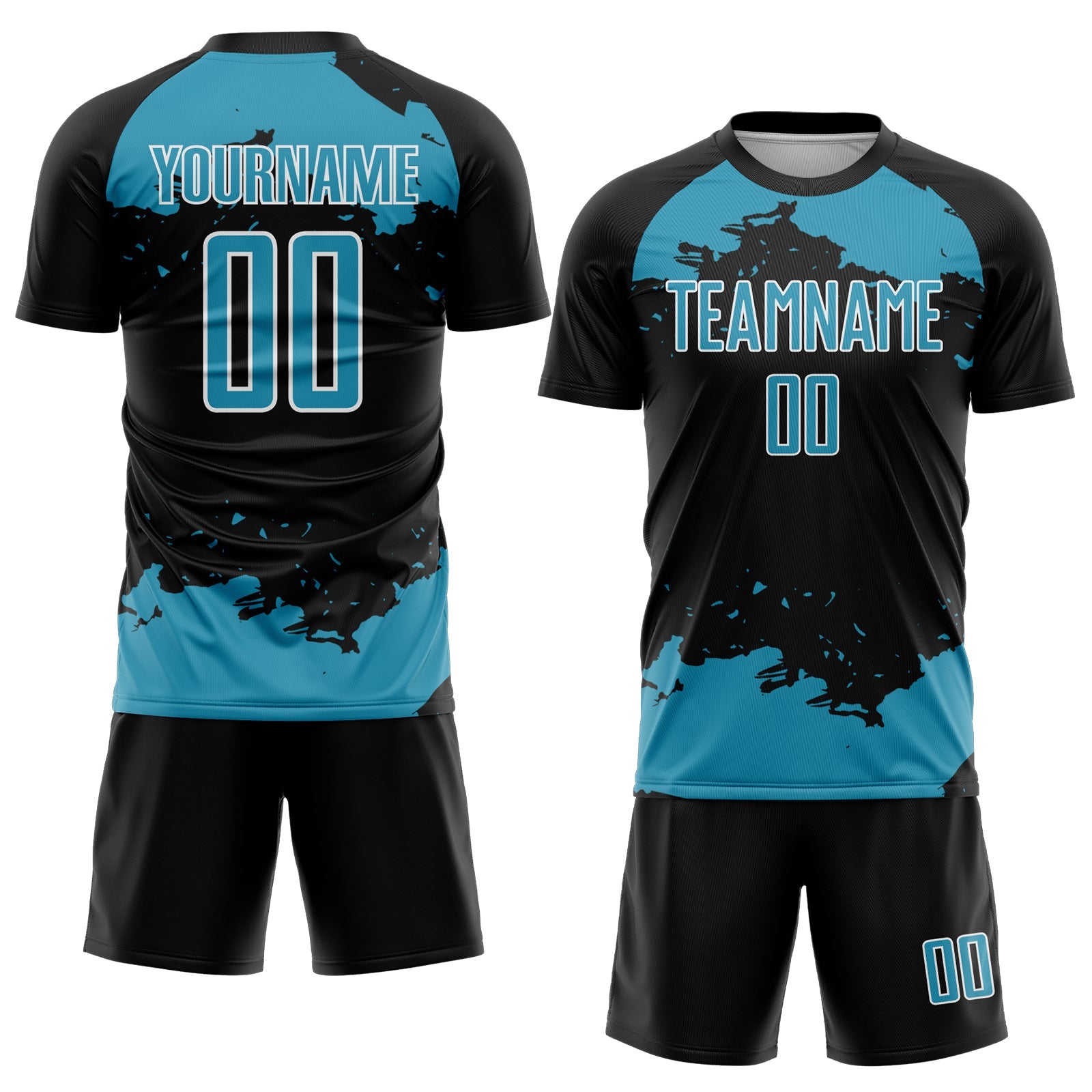 Custom Black Panther Blue-White Abstract Fragment Art Sublimation Soccer Uniform Jersey