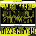 Custom Black Neon Yellow Abstract Fragment Art Sublimation Soccer Uniform Jersey