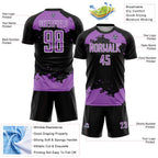 Custom Black Medium Purple-White Abstract Fragment Art Sublimation Soccer Uniform Jersey